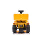 Freddo 6V CAT Dump Truck Ride-On for toddlers, shown from the rear with big black wheels and a steering wheel, set against a white background—ideal as a construction-themed ride-on toy for little builders.