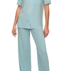 Eberjey Gisele Short Sleeve Long Pant PJ Set - Canal Blue/Ivory