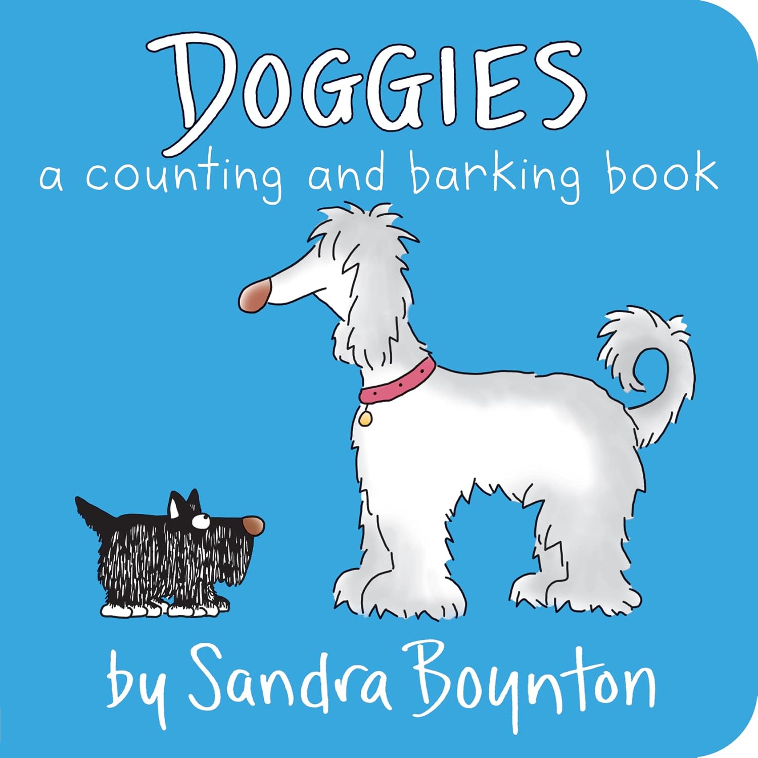 Cover of "Doggies by Sandra Boynton" from Simon & Schuster, a delightful children's book with playful dog illustrations on a blue background.