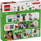 Back of LEGO® Super Mario™ Adventures with Interactive LEGO® Luigi™ set box by Legos - Toyhouse, showing LEGO Luigi, characters, play features, QR code, and a child enjoying this ideal Nintendo gift with the assembled set.