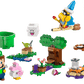 The LEGO® Super Mario™ Adventures with Interactive LEGO® Luigi™ by Legos - Toyhouse features LEGO Luigi, pink Yoshi, Lakitu on a cloud, Boo, interactive platforms, green warp pipe, and flagpole—ideal for Nintendo fans and builders.