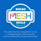 A circular badge with colorful text reads "Builds MESH Skills," highlighting that GraviTrax: Starter Set by GraviTrax helps kids strengthen mental, emotional, and social health skills through intentional STEM play.