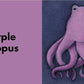 A cute purple octopus with big eyes on a dark background sits beside "purple octopus" on a solid purple panel—ideal for board books like Simon & Schuster’s The Rainbow Fish Colors that teach colors.