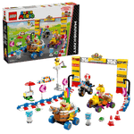 Kickstart the excitement with the LEGO® Super Mario™ Mario Kart™ – Baby Peach & Grand Prix Set by Legos - Toyhouse, featuring vehicles, characters, a finish line arch, and accessories—all displayed with the product box in the background.