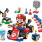 The LEGO® Super Mario™ Mario Kart™ set by Legos - Toyhouse features an interactive LEGO® Mario™ figure, standard red kart, racetrack accessories, finish line, obstacles, and fun Mario-themed elements for exciting play.
