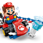 The LEGO® Super Mario™ Mario Kart™ – Interactive LEGO® Mario™ & Standard Kart by Legos - Toyhouse features a red and blue kart, blue item box, and musical notes for an exciting Super Mario playset inspired by the video game series.