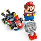 The LEGO® Super Mario™ Mario Kart™ – Interactive LEGO® Mario™ & Standard Kart by Legos - Toyhouse features a LEGO Mario figure with a red and black kart and gray Thwomp block, making an exciting Super Mario playset on a white background.