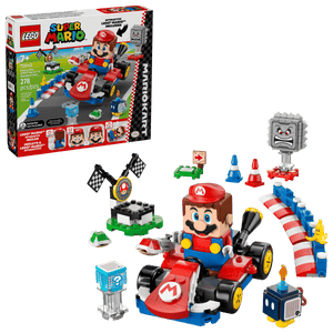 The Legos - Toyhouse LEGO® Super Mario™ Mario Kart™ set includes an interactive LEGO® Mario™ figure, standard kart, racetrack elements, accessories, and set box. Set 71403; suitable for ages 7+.