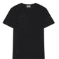 A CO Cashmere Tee by CO, a short-sleeved black t-shirt crafted from 100% cashmere, showcased on a white background.