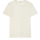 A plain, white lightweight CO Cashmere Tee with short sleeves from brand CO, displayed against a white background.