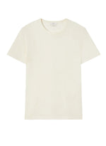 A plain, white lightweight CO Cashmere Tee with short sleeves from brand CO, displayed against a white background.