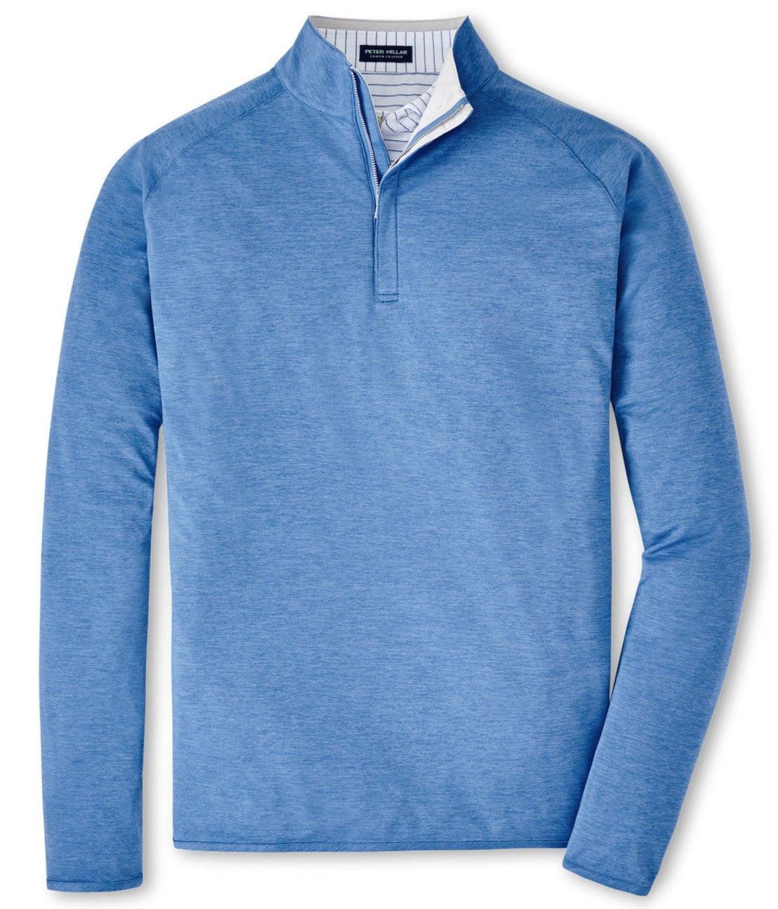 Peter Millar Stealth Performance Quarter Zip with a white inner lining, featuring a minimalist design, straight long sleeves, and moisture-wicking fabric for added comfort.