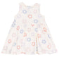 The Angel Dear Baby Girls' and Girls' Ribbed Modal Tank Dress & Bloomer is a sleeveless white dress with a flared skirt, accented by pastel pink and blue flowers. Available in toddler sizes.
