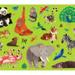 The Crocodile Creek Coloring Poster showcases a vibrant illustration of animals like a panda, orangutan, tiger, peacock, elephant, and zebra on a green background with butterflies and birds. Perfect for themed crayons in the 3-in-1 Art Set.