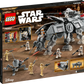 The LEGO® Star Wars AT-TE Walker box showcases the iconic vehicle, minifigures like Clone Trooper and droids, and inset images highlighting fun play features.