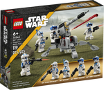 The LEGO® Star Wars™ 501st Clone Troopers™ Battle Pack by Legos - Toyhouse includes six minifigures, a buildable AV-7 anti-vehicle cannon, and 119 pieces for ages 6 and up.