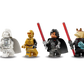 Six LEGO Star Wars minifigures line up, each with a colored lightsaber and detailed outfits, ready for action aboard the Legos - Toyhouse LEGO® Star Wars™ The Dark Falcon buildable set.