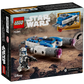 The LEGO® Star Wars™ Captain Rex™ Y-Wing™ Microfighter by Legos - Toyhouse features a blue and gray Microfighter and a clone trooper minifigure, inspired by Captain Rex’s adventures, shown on a battle-scarred landscape.