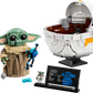 This LEGO Star Wars™ Grogu™ with Hover Pram by Legos - Toyhouse features a small green character, complete with a white pod and black plaque—a must-have for The Mandalorian fans!.