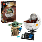 Legos - Toyhouse presents the LEGO Star Wars™ Grogu™ with Hover Pram set, featuring a buildable pram, display sign, and decorative elements. Ideal for The Mandalorian fans, this set includes a Grogu toy figure. Box and completed model shown.