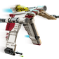 The LEGO® Star Wars™ V-19 Torrent Starfighter by Legos - Toyhouse features angled wings, a yellow cockpit, and blue engine thrusters—an exciting building toy for kids inspired by the iconic spacecraft.