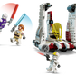 The LEGO® Star Wars™ V-19 Torrent Starfighter by Legos - Toyhouse features a Republic gunship, two dueling figures with lightsabers, and a clone trooper with a blaster—perfect for kids who love exciting space battle building sets.