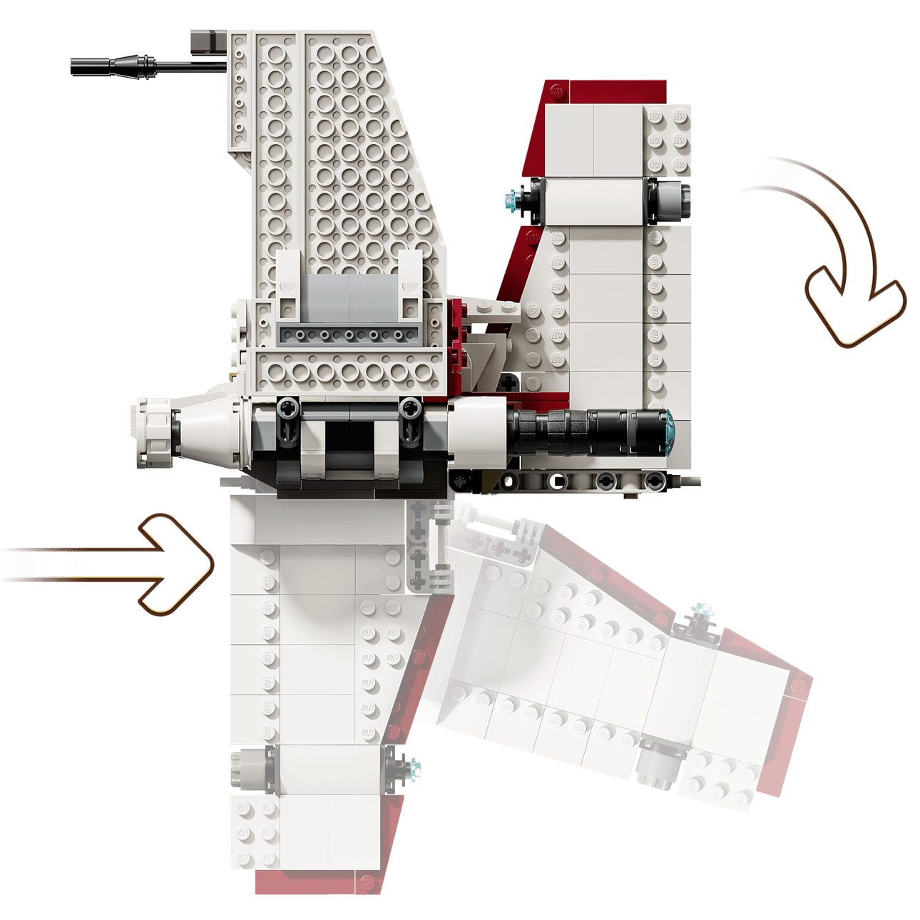 The Legos - Toyhouse LEGO® Star Wars™ V-19 Torrent Starfighter features adjustable wings and a rotating cockpit, making it an ideal building toy for kids who enjoy galactic adventures.
