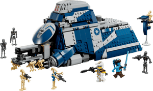 The LEGO® Star Wars™ Battle of Felucia Separatist MTT™ by Legos - Toyhouse includes a blue and gray MTT, minifigures, and weapons—ideal for reliving the epic Battle of Felucia.