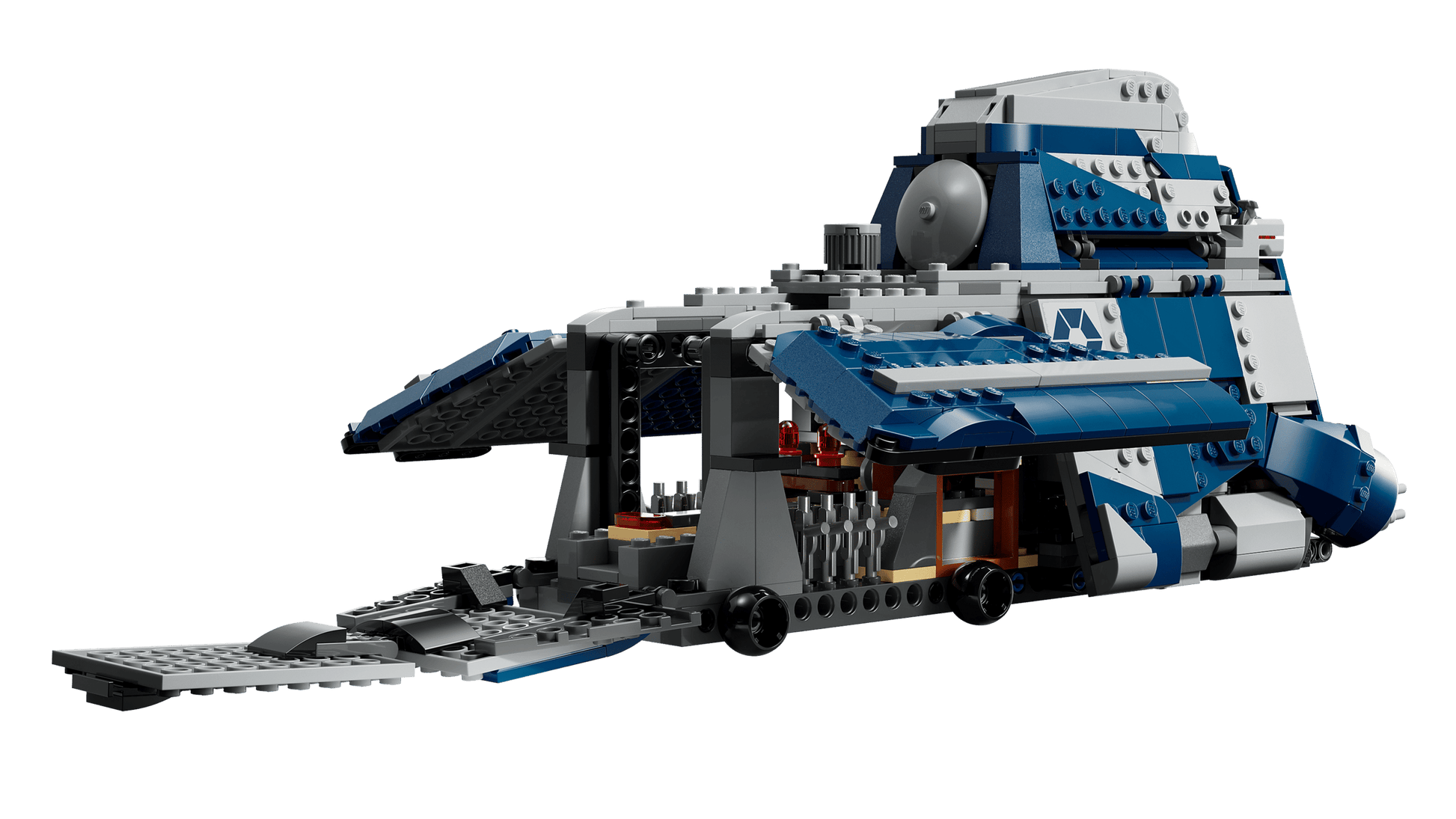 Build epic Battle of Felucia scenes with the Legos - Toyhouse LEGO® Star Wars™ Battle of Felucia Separatist MTT™, featuring a blue and gray model with opening side and rear doors for detailed interior play.