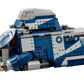 The LEGO® Star Wars™ Battle of Felucia Separatist MTT™ by Legos - Toyhouse is a blue and gray, tank-like building toy with a sloped front and side emblem, featuring LEGO studs and inspired by the Battle of Felucia.