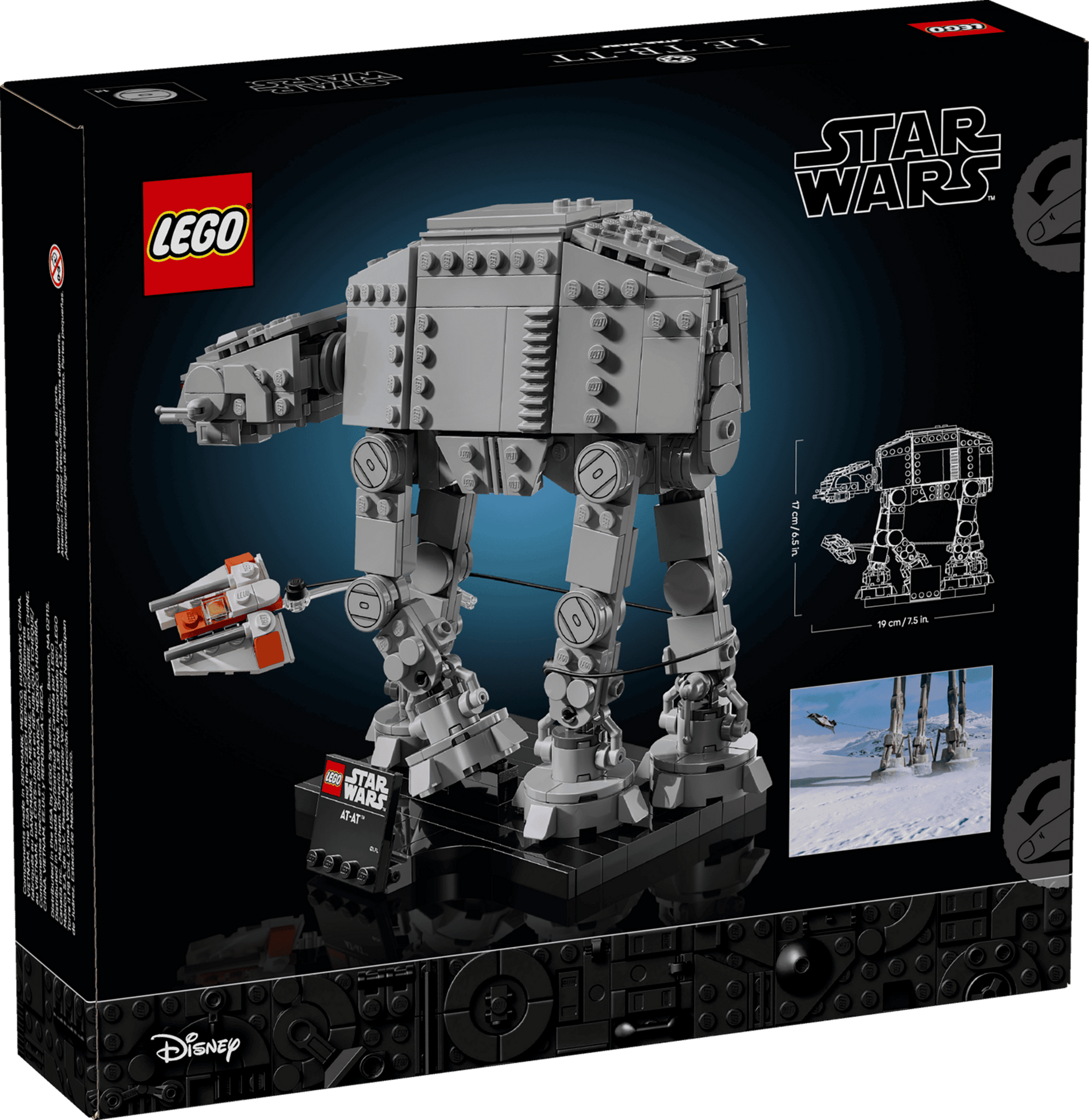 The LEGO® Star Wars™ AT-AT™ set from Legos - Toyhouse features a detailed AT-AT walker, iconic Star Wars™ and LEGO® logos, and snowy terrain scenes—an essential building set for every fan.