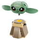 The Legos - Toyhouse LEGO® Star Wars™ Grogu’s Homestead set features Grogu’s head with big eyes and green ears atop a tan and brown pedestal, with an arrow showing head placement in this toy building kit.