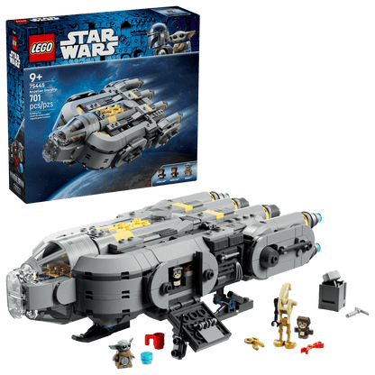 The Legos - Toyhouse LEGO® Star Wars™ Anzellan Starship includes 3 minifigures (Grogu), Mandalorian accessories, a display box, and 701 pieces. Suitable for ages 9+.