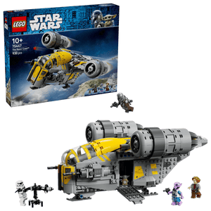 Legos - Toyhouse's LEGO® Star Wars™ The Razor Crest™ set includes an assembled ship, four minifigures, and box art with the iconic ship flying against a blue background.