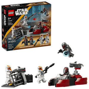 The LEGO® Star Wars™ Siege of Mandalore Battle Pack by Legos - Toyhouse includes 116 pieces, Mandalorian Super Commando and Clone Trooper minifigures, a speeder, blaster turret, and accessories for epic battles.