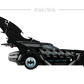 Side view of the LEGO® DC Batman Forever™ Batmobile™ by Legos - Toyhouse, a black bat-themed toy model measuring 41 cm long and 17 cm high.