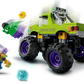 The LEGO® Marvel The Hulk Truck vs. Thanos set from Legos - Toyhouse features the Hulk Truck with "HULKSMASH" on its side, barreling through and knocking aside Thanos and Hulk minifigures, with a blue cube on the ground.