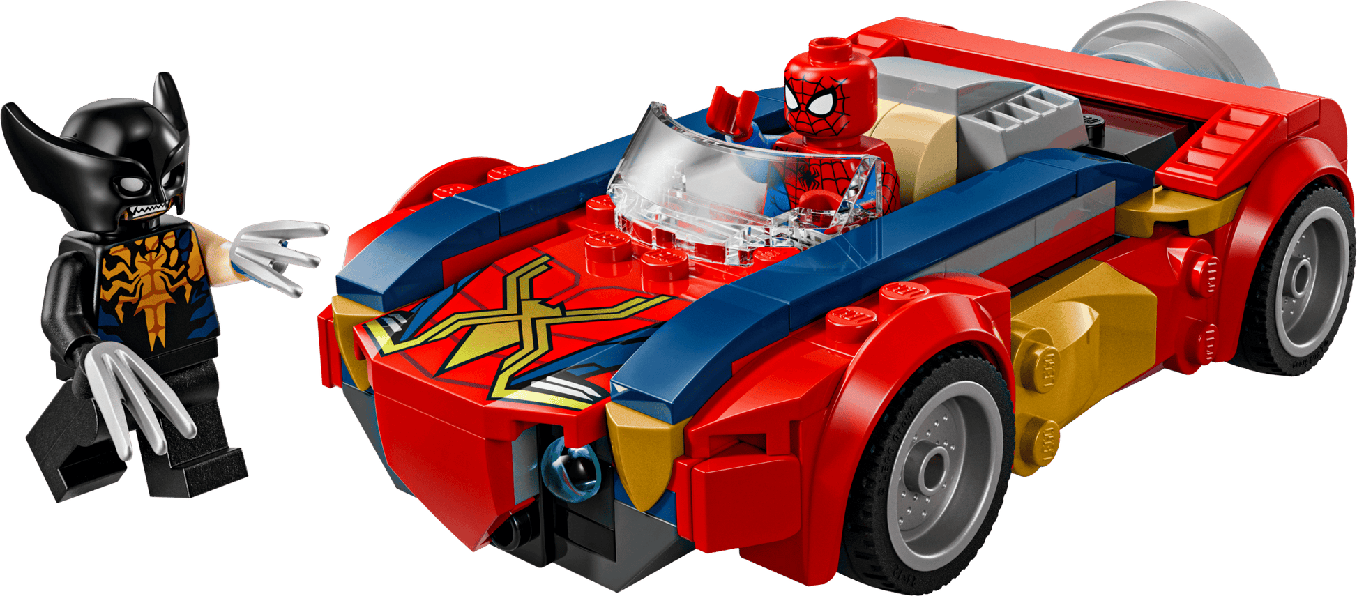 Legos - Toyhouse’s LEGO® Marvel Spider-Man Car vs. Venomized Wolverine set includes Spider-Man, his car, and a Venomized Wolverine with claws, perfect for superhero action adventures.