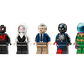 Seven minifigures from Legos - Toyhouse's LEGO® Marvel Spider-Man vs. Mysterio: The Daily Bugle, including Spider-Man and villains, feature unique costumes and accessories—ideal for any Spider-Man building toy collection.