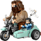 Bring home the magic with LEGO® Harry Potter™ Hagrid™ & Harry's Motorcycle Ride from Legos - Toyhouse, featuring a child with a wand in the sidecar and a white owl flying overhead.