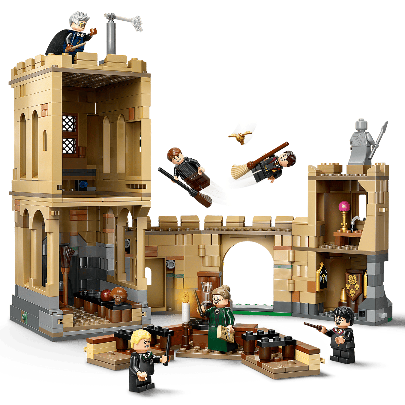 The Legos - Toyhouse LEGO® Harry Potter™ Hogwarts™ Castle: Flying Lessons set features minifigures on broomsticks, castle structures, and accessories for magical adventures.