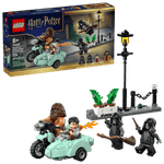 Recreate the Privet Drive escape with the LEGO® Harry Potter™ Hagrid™ & Harry's Privet Drive Escape set from Legos - Toyhouse (set 76459, 124 pieces), including Hagrid, Harry on a motorbike with sidecar, 2 Dementors, streetlamp, sidewalk, and box.