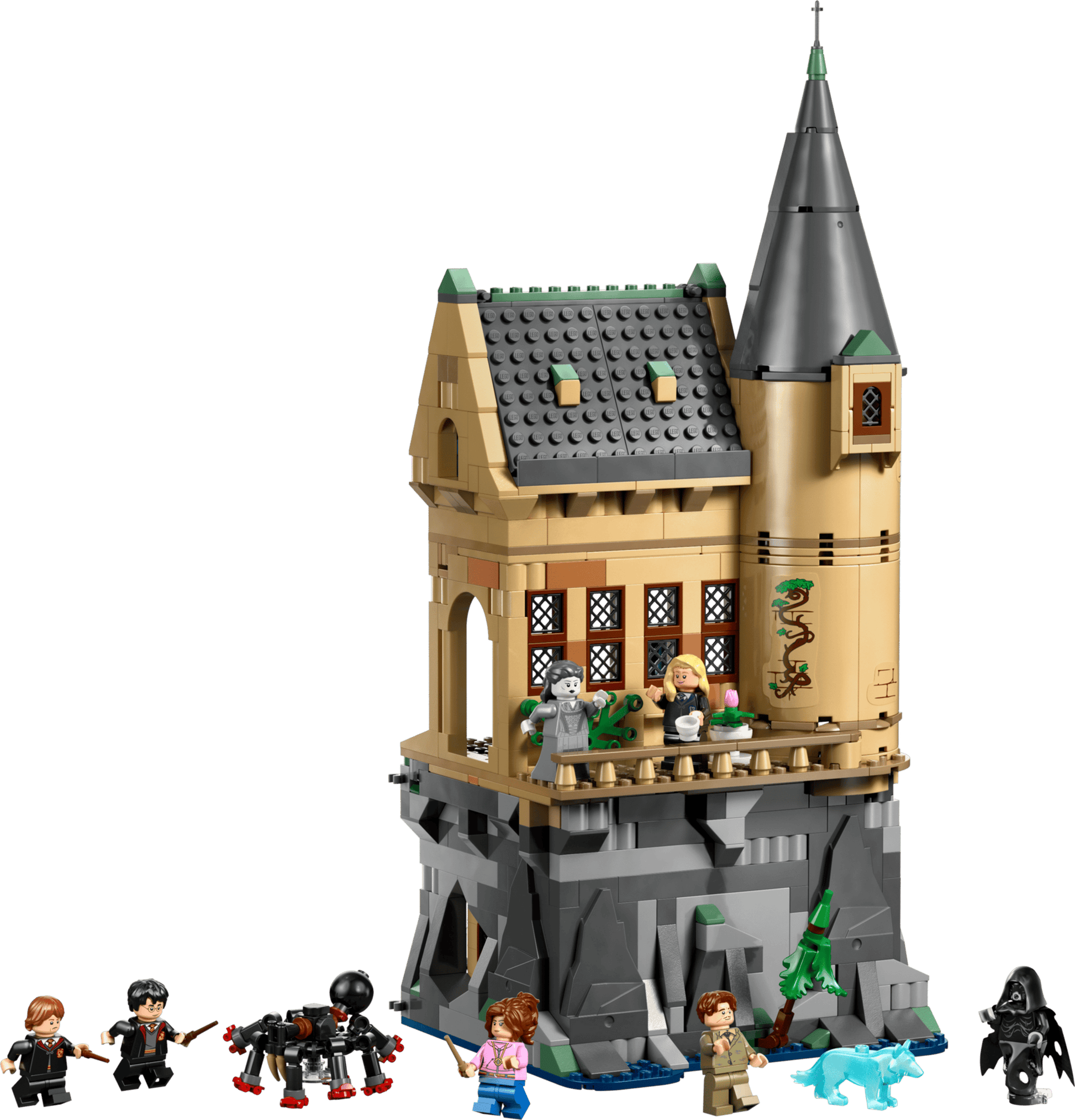 LEGO® Harry Potter™ Hogwarts™ Castle: Hospital Wing by Legos - Toyhouse features a detailed castle tower with balcony and rocky base, plus mini-figures and accessories—a magical gift for Harry Potter fans.