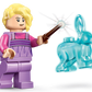 The LEGO® Harry Potter™ Luna Lovegood's House by Legos - Toyhouse features a blonde minifigure in purple casting a spell to conjure a translucent blue rabbit—an enchanting addition for fans and collectors alike.