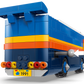 The LEGO® Sonic the Hedgehog™ Team Sonic Command Truck by Legos - Toyhouse is a blue, orange, and yellow van with a rear spoiler, side exhaust, and "GREEN HILL 1991" license plate, inspired by Sonic toy designs.