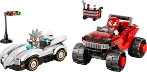 Race into action with the Legos - Toyhouse LEGO® Sonic the Hedgehog™ Silver's Car vs. Knuckles' Monster Truck set, featuring cool vehicles, a traffic light, and a toolbox for endless adventures!.