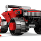 A red toy car with large wheels and flame decals is next to a red figurine with spiked hair, white gloves, and multicolored shoes—ideal for fans of LEGO® Sonic the Hedgehog™ Silver's Car vs. Knuckles' Monster Truck by Legos - Toyhouse.