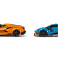 The LEGO® Speed Champions Lamborghini Revuelto & Huracán STO set by Legos - Toyhouse includes two detailed model cars, orange and blue, displayed side by side—ideal for fans of car building kits.