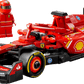 The Legos - Toyhouse LEGO® Speed Champions Ferrari SF-24 F1® Race Car includes sponsor logos and a minifigure in a matching red racing suit with helmet.