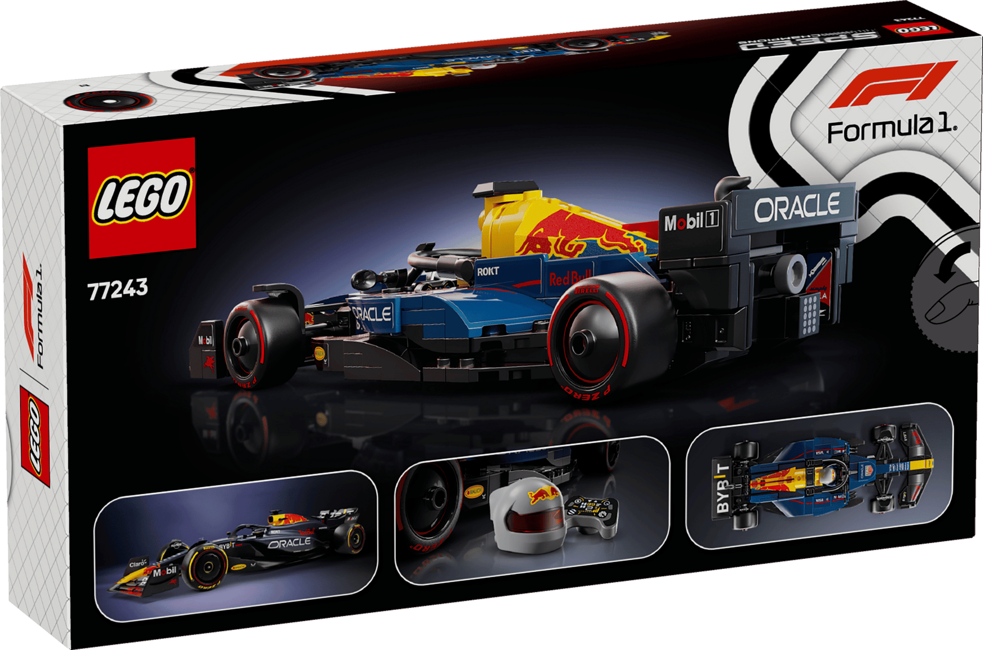 The LEGO® Speed Champions Oracle Red Bull Racing RB20 F1® Race Car set by Legos - Toyhouse displays the detailed race car model and includes images of the car from multiple angles on the box.